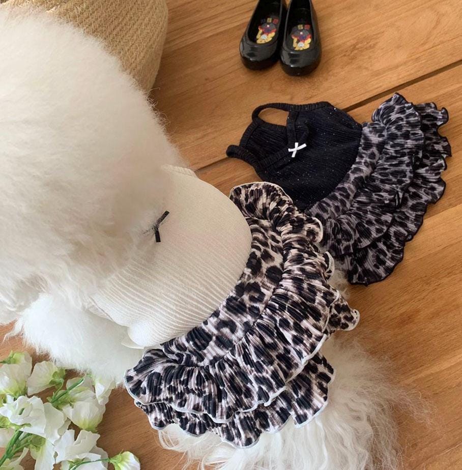 Leopard Ruffle Knit Dress, S-XL, Small Dog Clothes, Dog Dress, Dog Cute Dress, Dog Apparel, Pet Clothing, NKPUP - NKpup