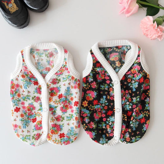 Ribbed Floral Cozy Vest, S-2XL, Pet Clothing, Dog-Vest, Dog Jacket, Dog Fashion, Dog Apparel, Pet Clothing - NKpup