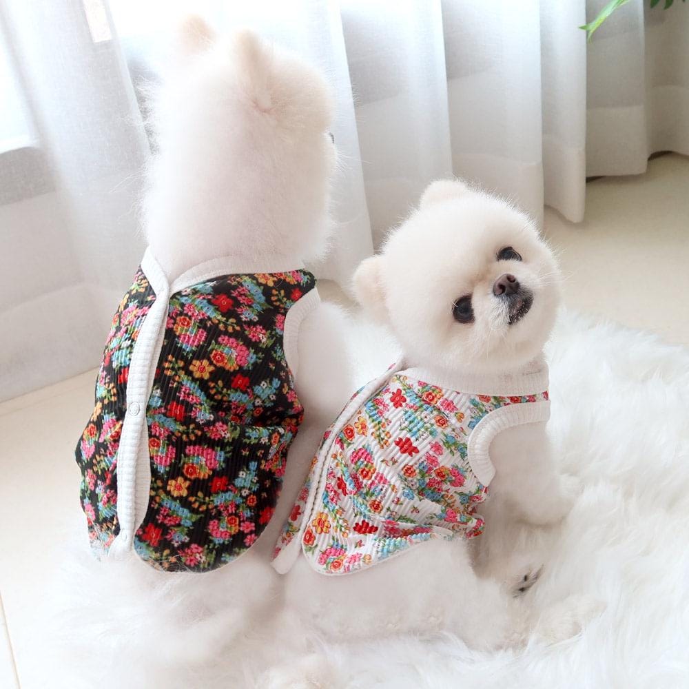Ribbed Floral Cozy Vest, S-2XL, Pet Clothing, Dog-Vest, Dog Jacket, Dog Fashion, Dog Apparel, Pet Clothing - NKpup