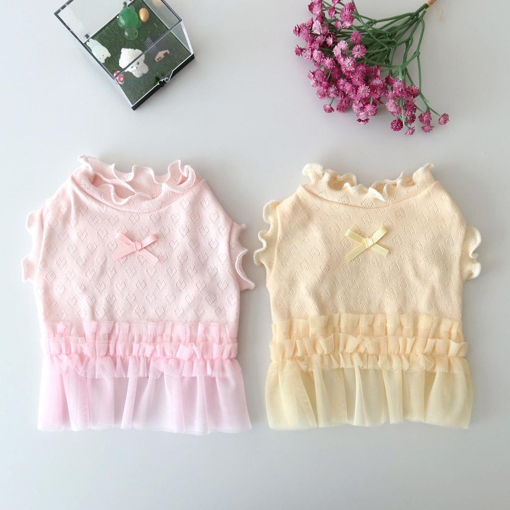 Frill Ribbon Dress, S-XL, Small Dog Clothes, Dog Dress, Dog Wedding, Dog Cute Outfit, Pet Clothing, NKPUP - NKpup