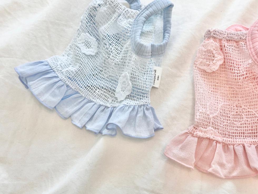 Flower Frill Mesh Crop Dress, XS-2XL, Small Dog Clothes, Dog Dress, Dog Wedding, Dog Cute Outfit, Pet Clothing, NKPUP - NKpup