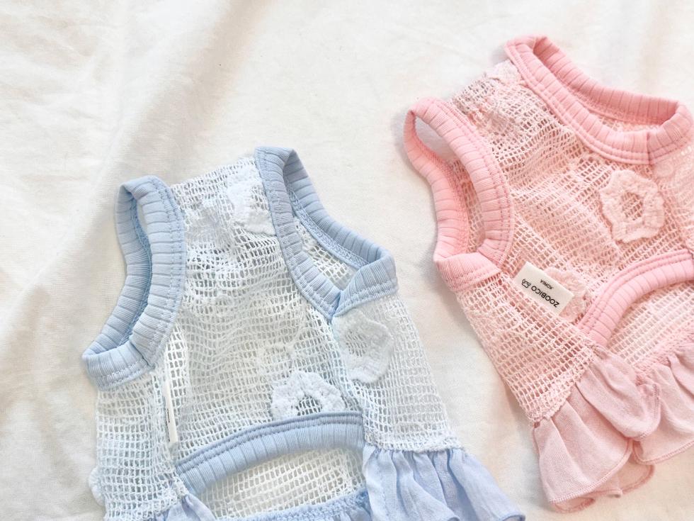 Flower Frill Mesh Crop Dress, XS-2XL, Small Dog Clothes, Dog Dress, Dog Wedding, Dog Cute Outfit, Pet Clothing, NKPUP - NKpup