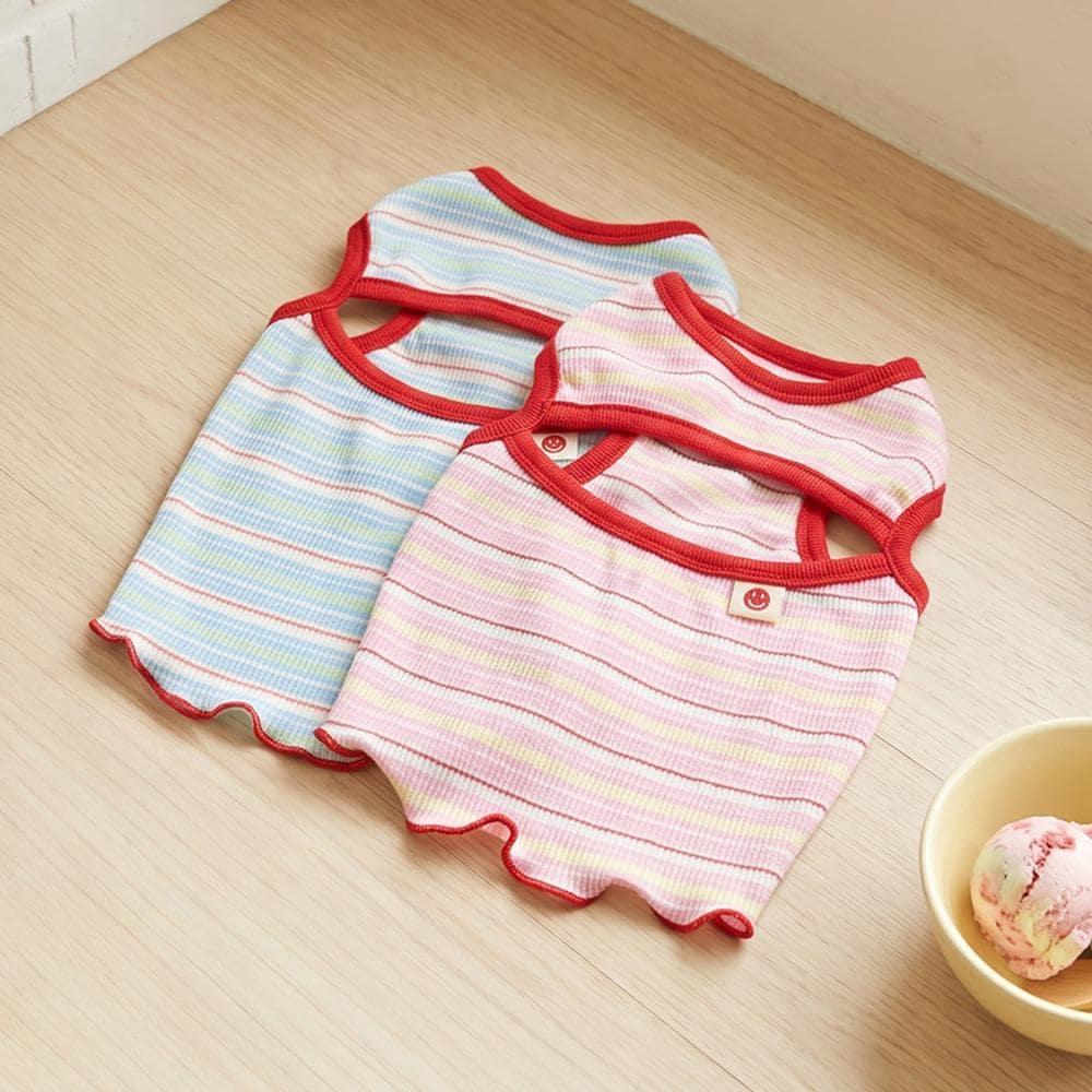 Pastel Stripe Top, S-2XL, Dog-Tee, Dog T-shirt, Dog Top, Dog Clothing, Dog Fashion, Undershirt for Dogs - NKpup