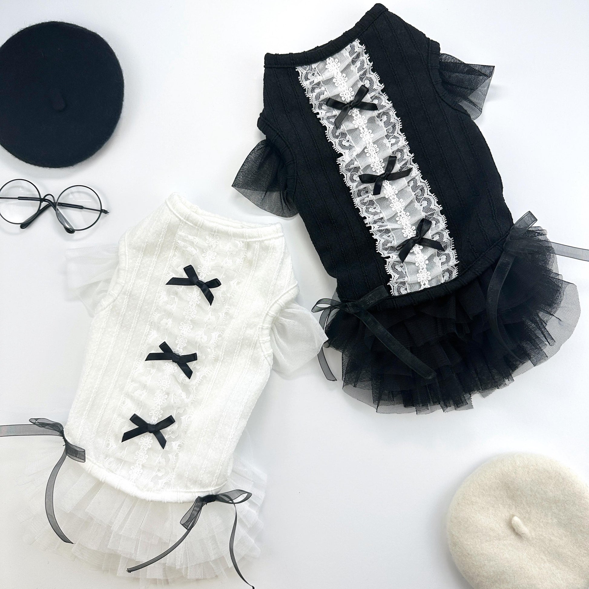 Vintage Ribbon Lace Top, S-XL, Small Dog Clothes, Pet Sweater, Winter Dog Top, Dog Knit, NKPUP - NKpup