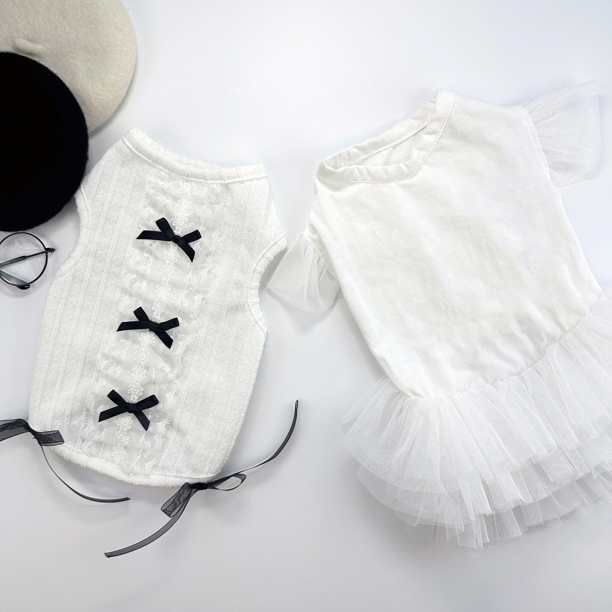 Vintage Ribbon Lace Top, S-XL, Small Dog Clothes, Pet Sweater, Winter Dog Top, Dog Knit, NKPUP - NKpup