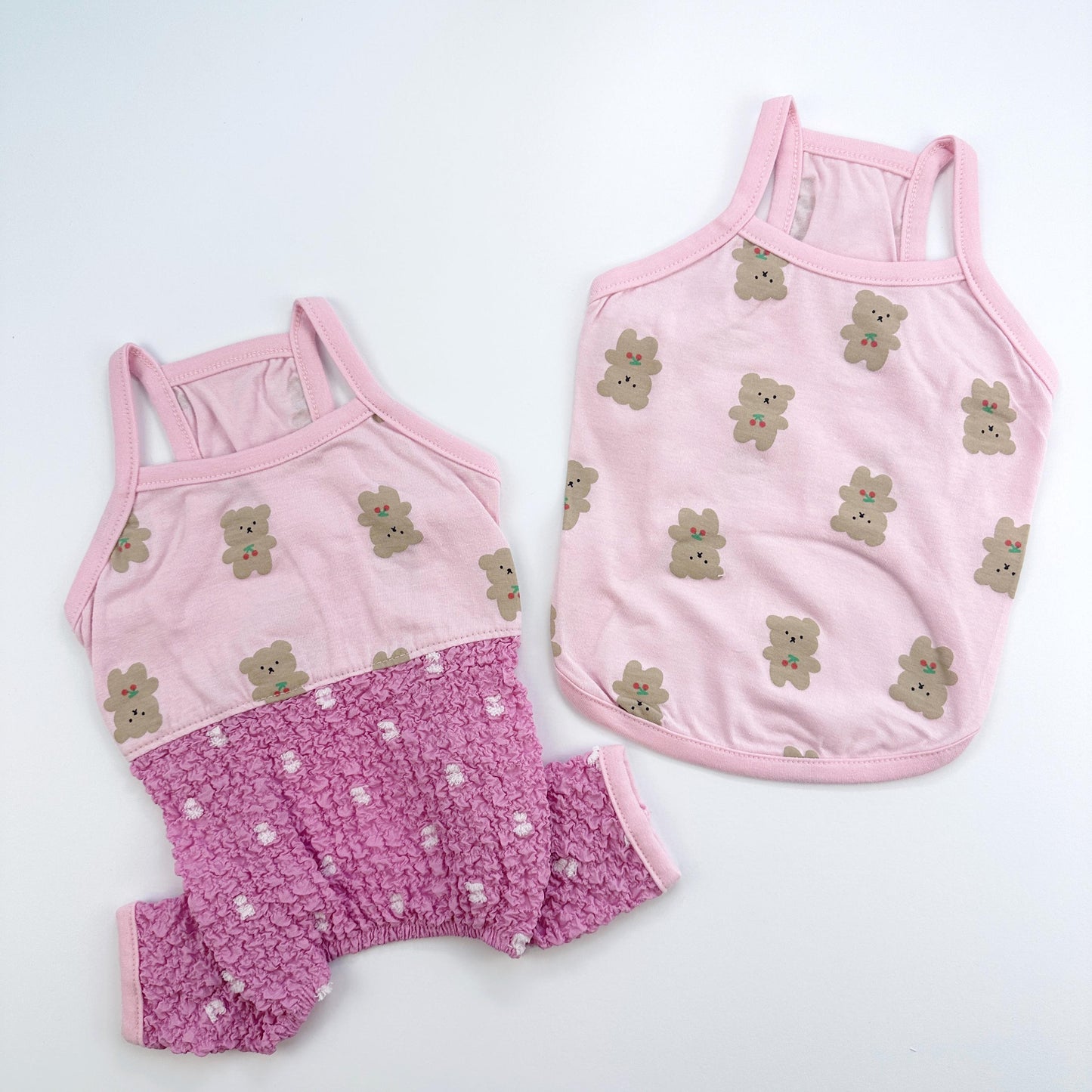 Teddy Popcorn Overall&Shirt, S-XL, Dog Romper, Dog Top, Dog Clothing, Dog Fashion, Dog Apparel - NKpup