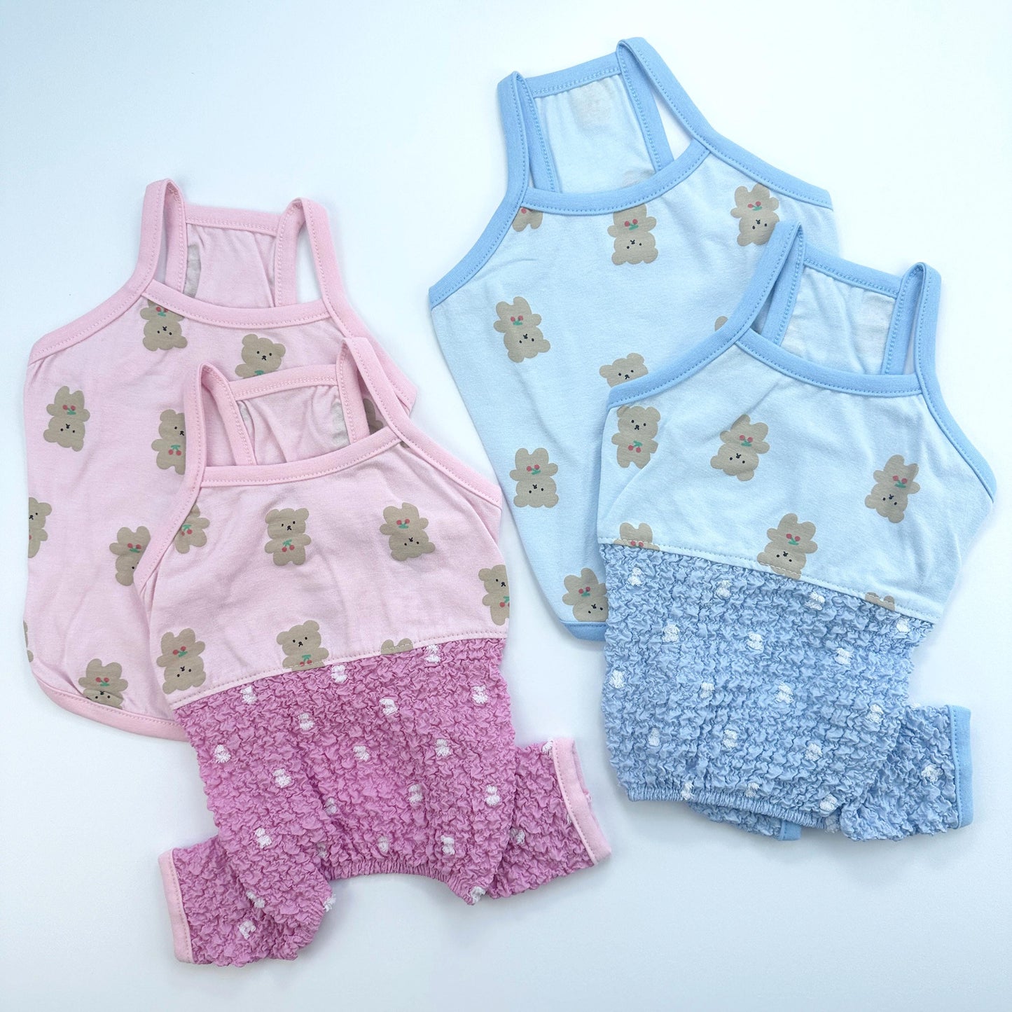 Teddy Popcorn Overall&Shirt, S-XL, Dog Romper, Dog Top, Dog Clothing, Dog Fashion, Dog Apparel - NKpup