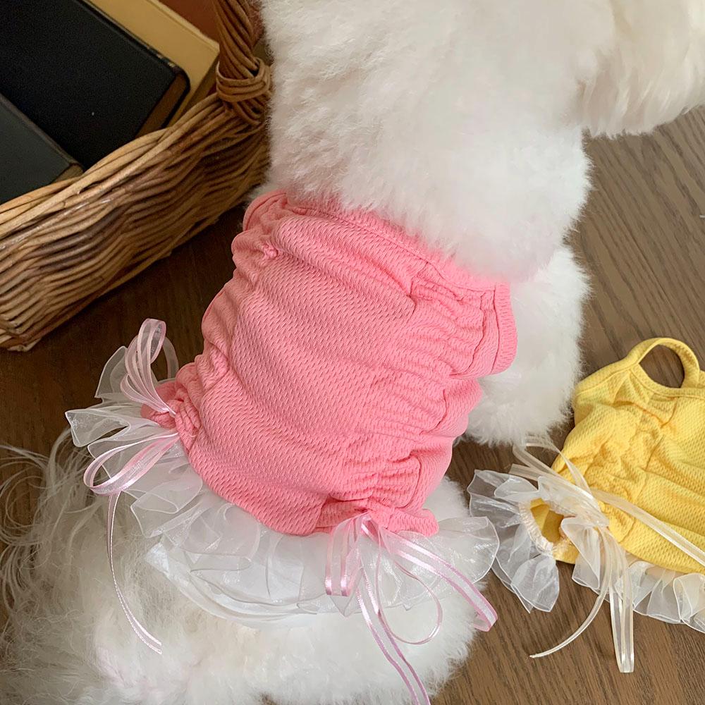 Pastel Ribbon Frill Cooling Mesh Dress, S-XL, Small Dog Clothes, Dog Dress, Dog Wedding, Dog Luxury Dress, NKPUP - NKpup