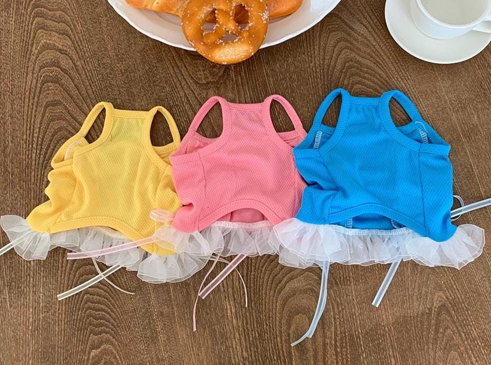 Pastel Ribbon Frill Cooling Mesh Dress, S-XL, Small Dog Clothes, Dog Dress, Dog Wedding, Dog Luxury Dress, NKPUP - NKpup