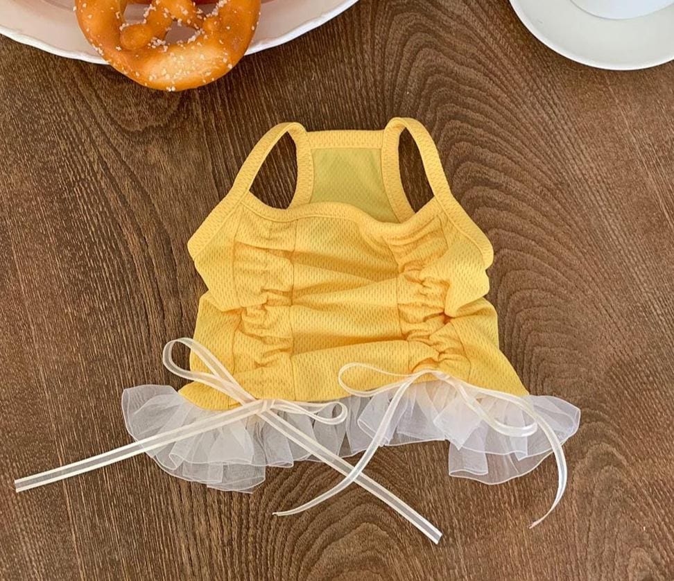Pastel Ribbon Frill Cooling Mesh Dress, S-XL, Small Dog Clothes, Dog Dress, Dog Wedding, Dog Luxury Dress, NKPUP - NKpup