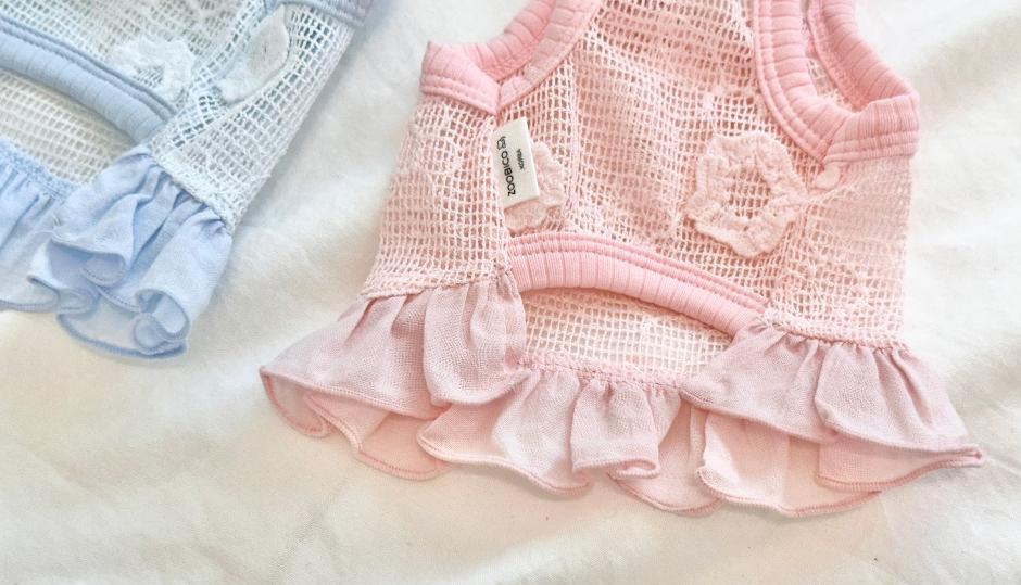 Flower Frill Mesh Crop Dress, XS-2XL, Small Dog Clothes, Dog Dress, Dog Wedding, Dog Cute Outfit, Pet Clothing, NKPUP - NKpup