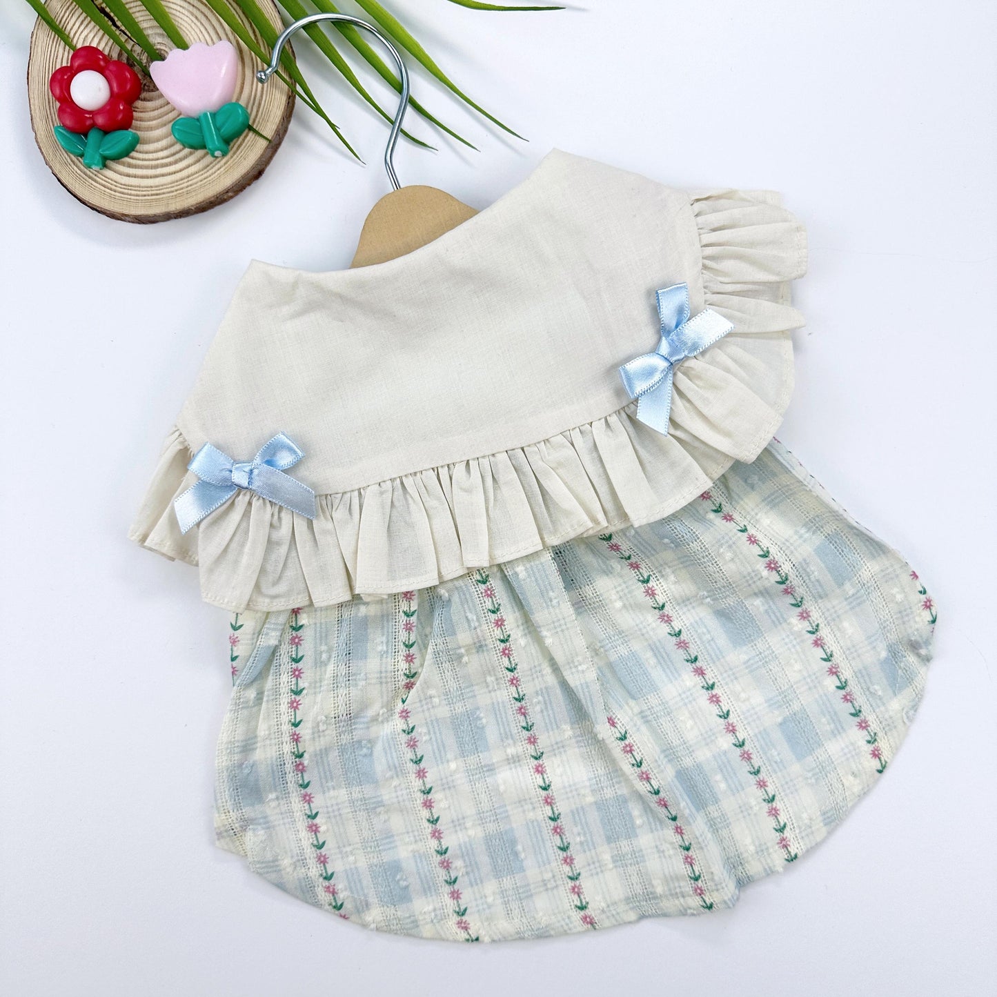 Vintage Ribbon Plaid Dress, S-XL, Cute Dog dress, Dog Top, Dog Clothing, Small Dog Clothes, NKPUP - NKpup