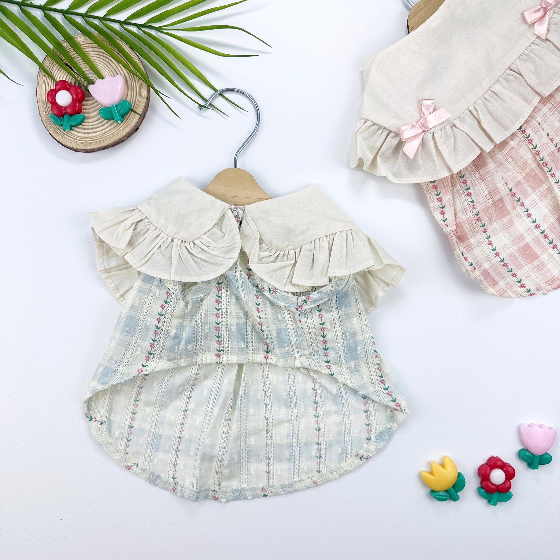 Vintage Ribbon Plaid Dress, S-XL, Cute Dog dress, Dog Top, Dog Clothing, Small Dog Clothes, NKPUP - NKpup
