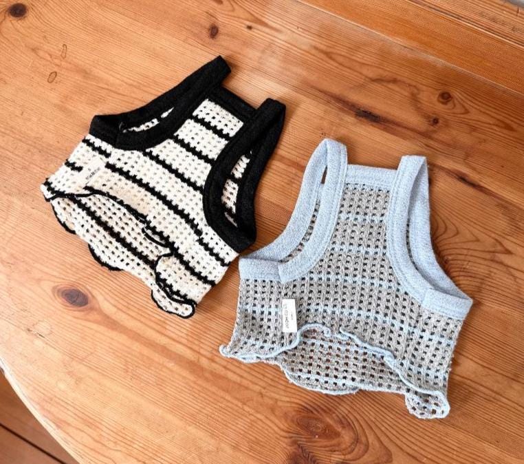 Waffle Knit Crop Top, XS-2XL, Pet Clothing, Dog-Tee, Dog check-shirt, Dog Top, Dog Clothing, Dog Fashion, Dog Long sleeves - NKpup