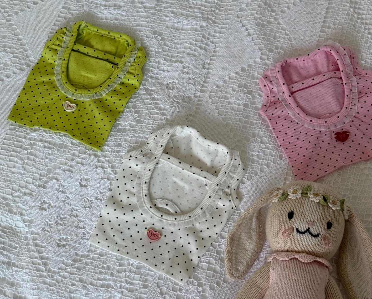 Polka Dot Heart Crop Top, S-2XL, Small Dog Clothes, Dog Essential Tee, Dog T-shirts, Dog Top, NKPUP - NKpup