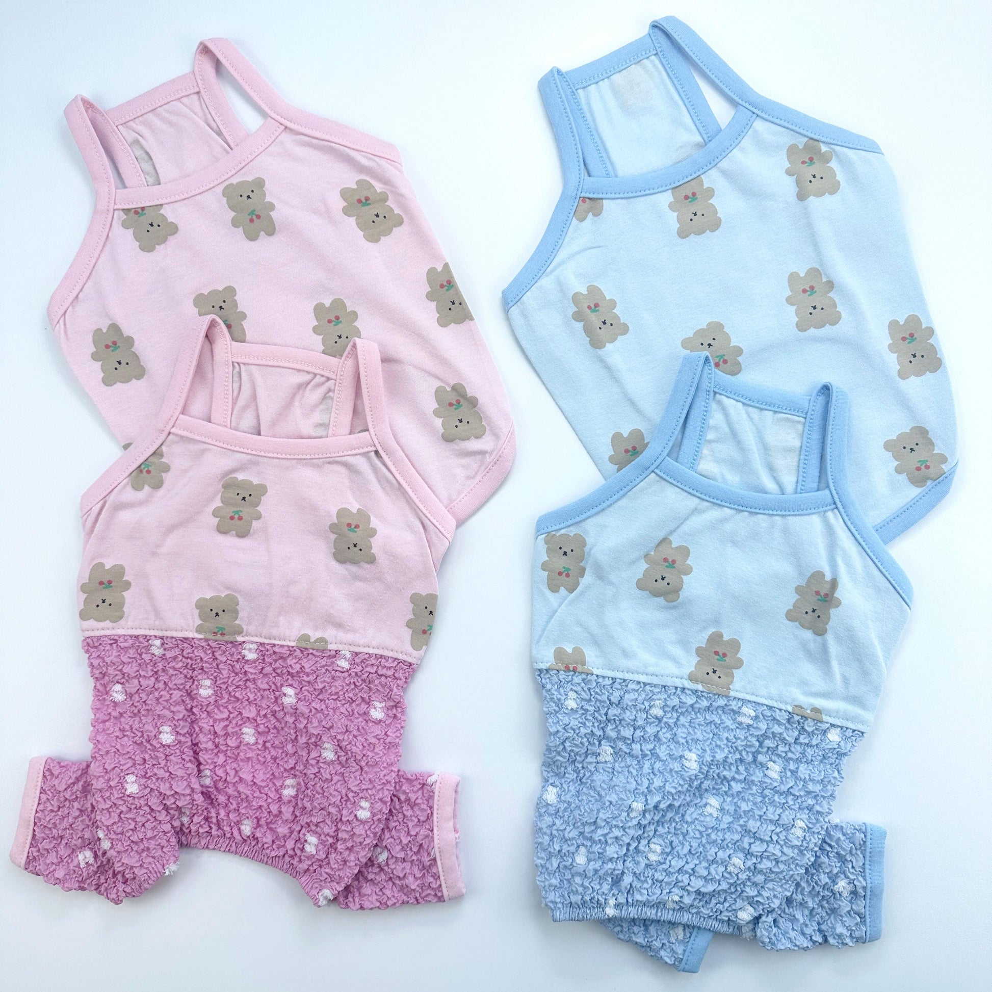 Teddy Popcorn Overall&Shirt, S-XL, Dog Romper, Dog Top, Dog Clothing, Dog Fashion, Dog Apparel - NKpup