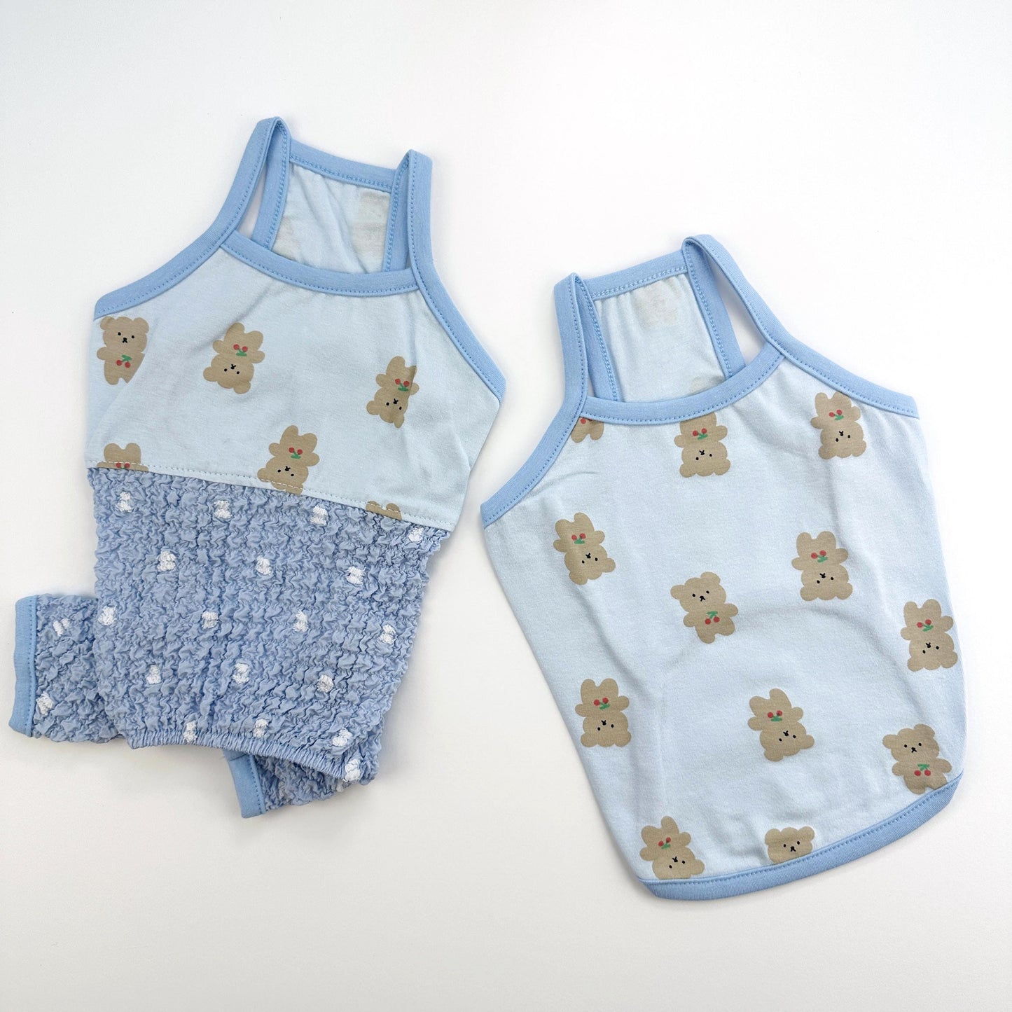 Teddy Popcorn Overall&Shirt, S-XL, Dog Romper, Dog Top, Dog Clothing, Dog Fashion, Dog Apparel - NKpup