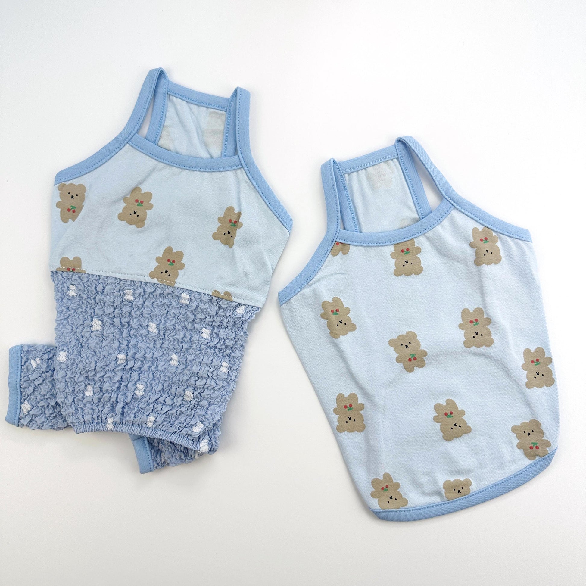 Teddy Popcorn Overall&Shirt, S-XL, Dog Romper, Dog Top, Dog Clothing, Dog Fashion, Dog Apparel - NKpup