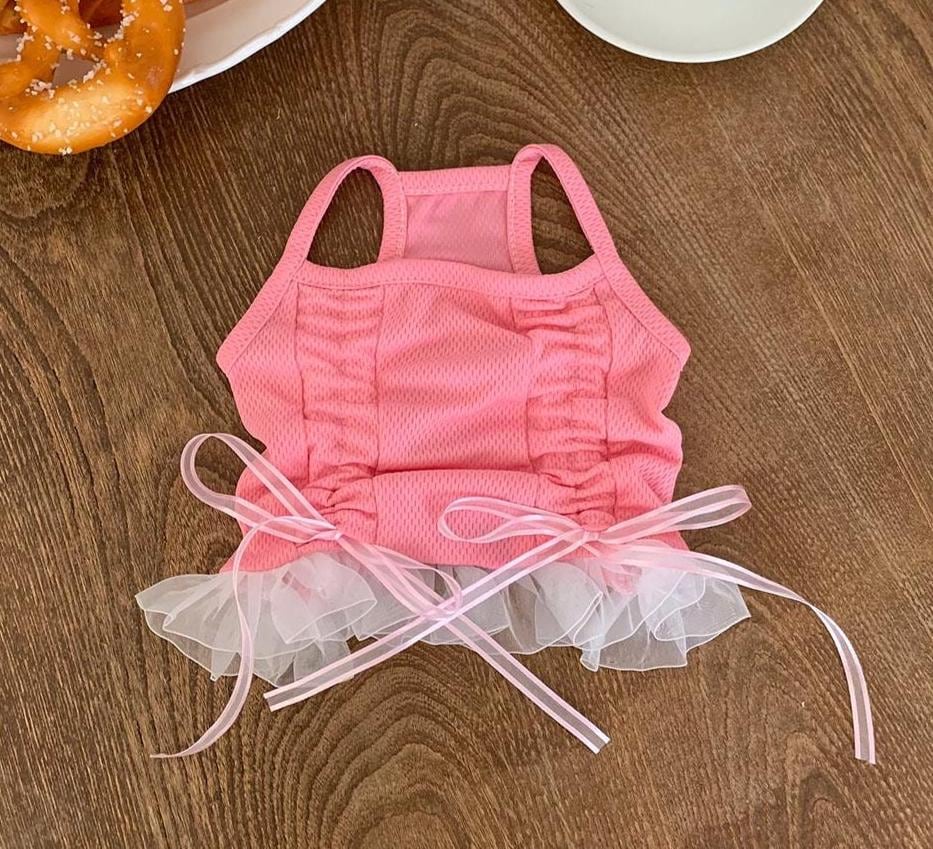 Pastel Ribbon Frill Cooling Mesh Dress, S-XL, Small Dog Clothes, Dog Dress, Dog Wedding, Dog Luxury Dress, NKPUP - NKpup