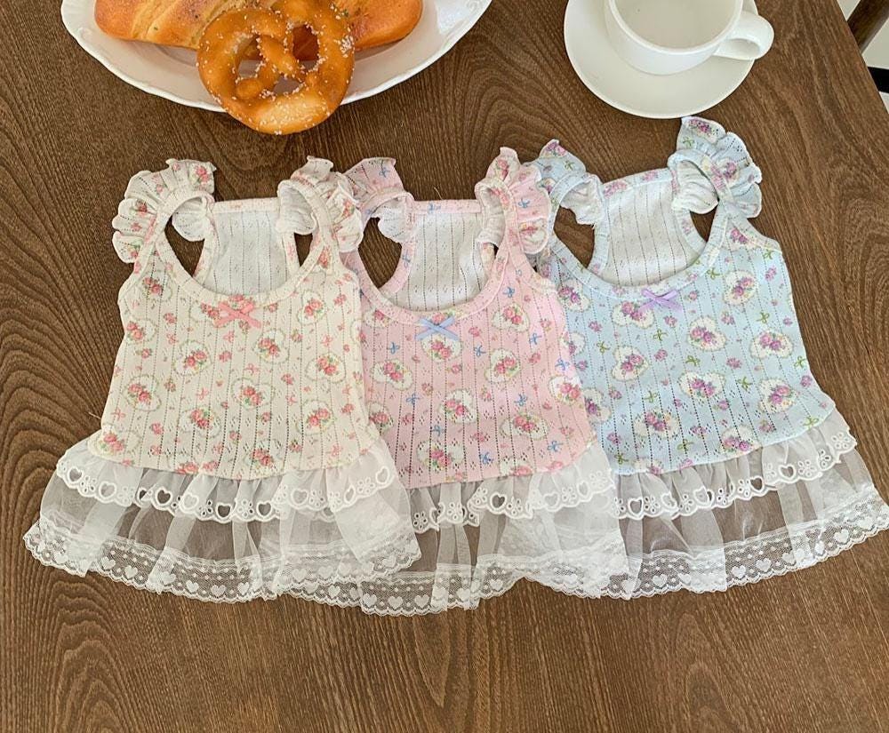Floral Lace Ruffle Dress, S-XL, Small Dog Clothes, Dog Dress, Dog Cute Dress, Dog Apparel, Pet Clothing, NKPUP - NKpup