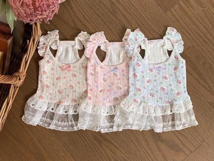 Floral Lace Ruffle Dress, S-XL, Small Dog Clothes, Dog Dress, Dog Cute Dress, Dog Apparel, Pet Clothing, NKPUP - NKpup
