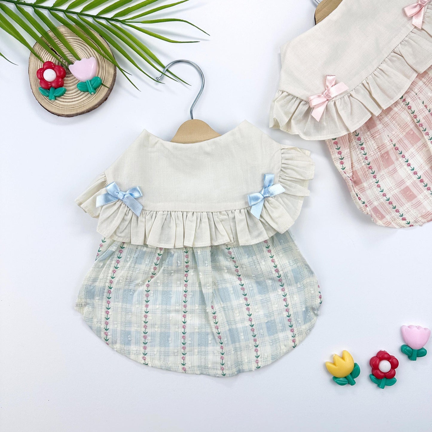 Vintage Ribbon Plaid Dress, S-XL, Cute Dog dress, Dog Top, Dog Clothing, Small Dog Clothes, NKPUP - NKpup