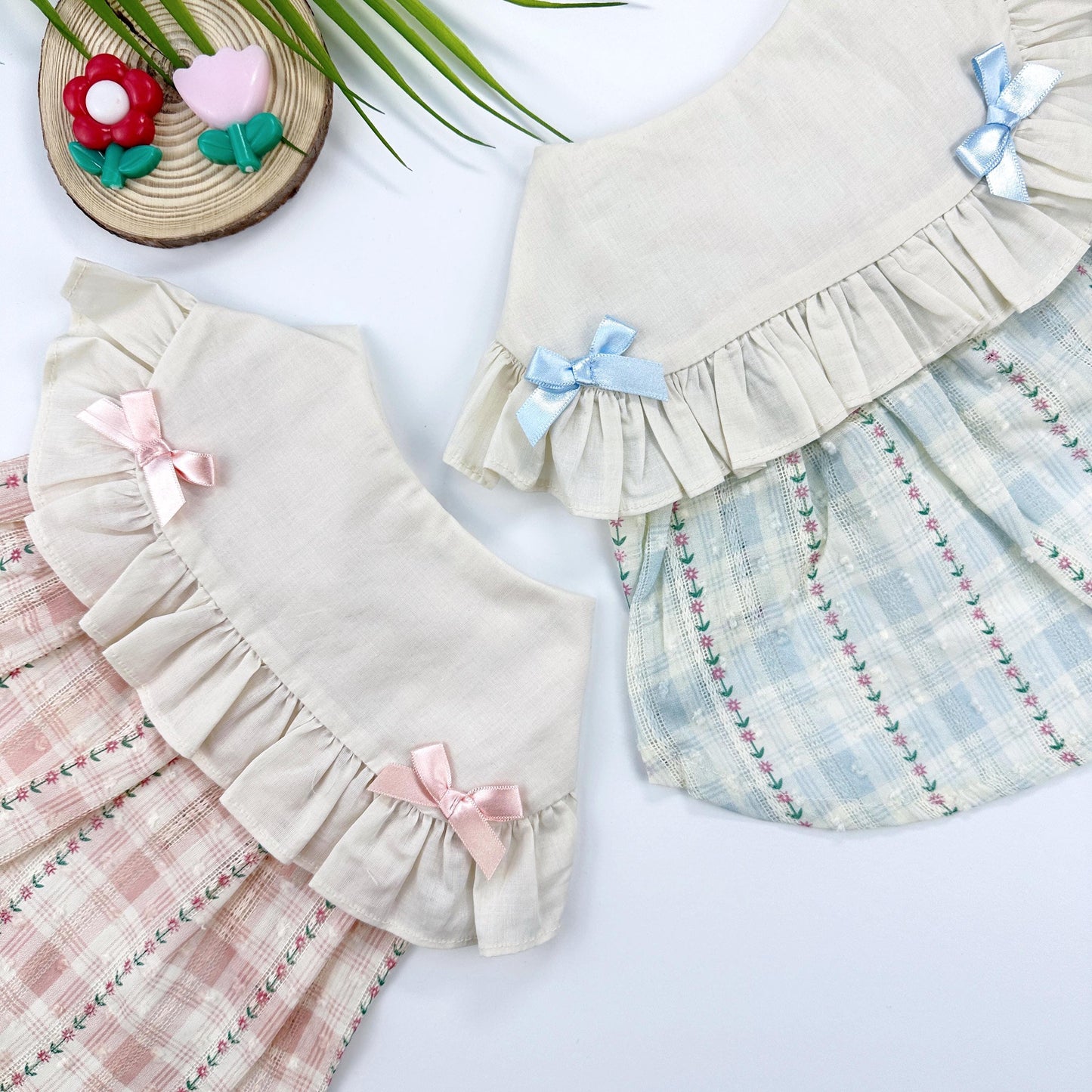 Vintage Ribbon Plaid Dress, S-XL, Cute Dog dress, Dog Top, Dog Clothing, Small Dog Clothes, NKPUP - NKpup