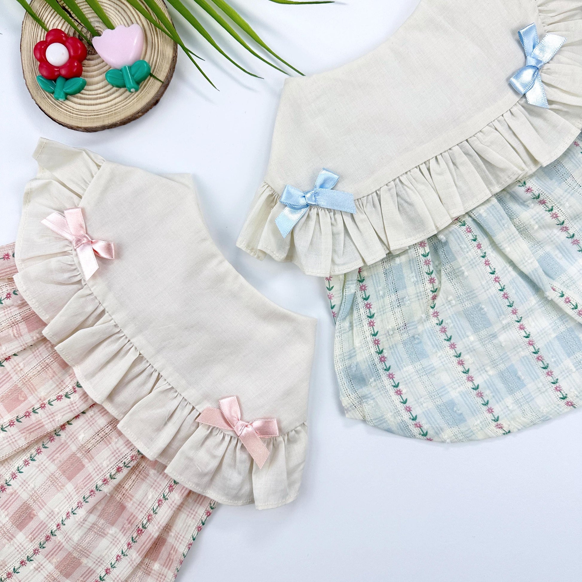 Vintage Ribbon Plaid Dress, S-XL, Cute Dog dress, Dog Top, Dog Clothing, Small Dog Clothes, NKPUP - NKpup