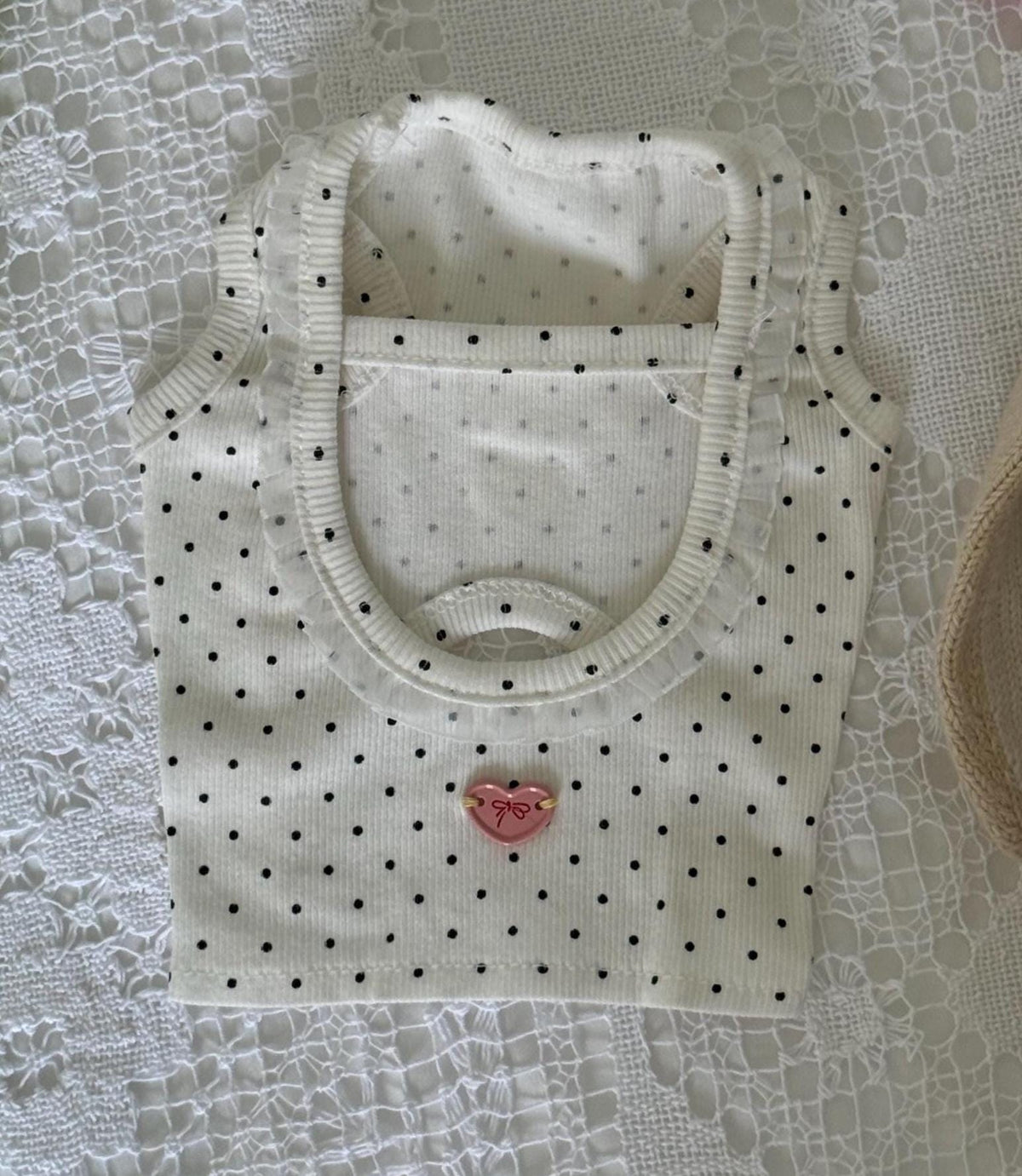 Polka Dot Heart Crop Top, S-2XL, Small Dog Clothes, Dog Essential Tee, Dog T-shirts, Dog Top, NKPUP - NKpup
