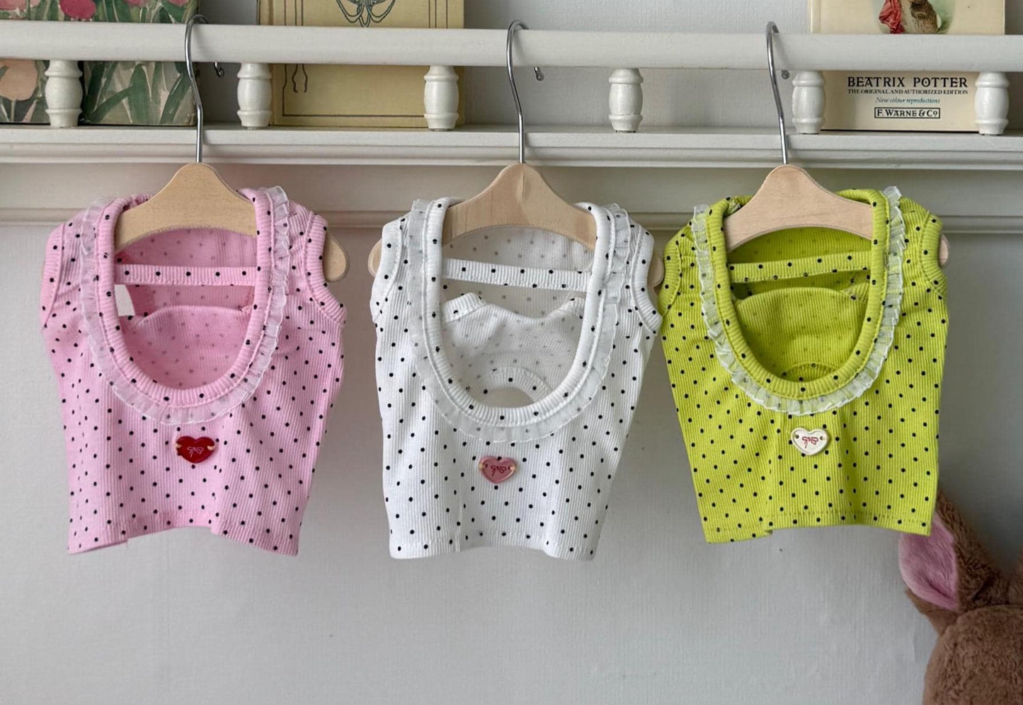 Polka Dot Heart Crop Top, S-2XL, Small Dog Clothes, Dog Essential Tee, Dog T-shirts, Dog Top, NKPUP - NKpup