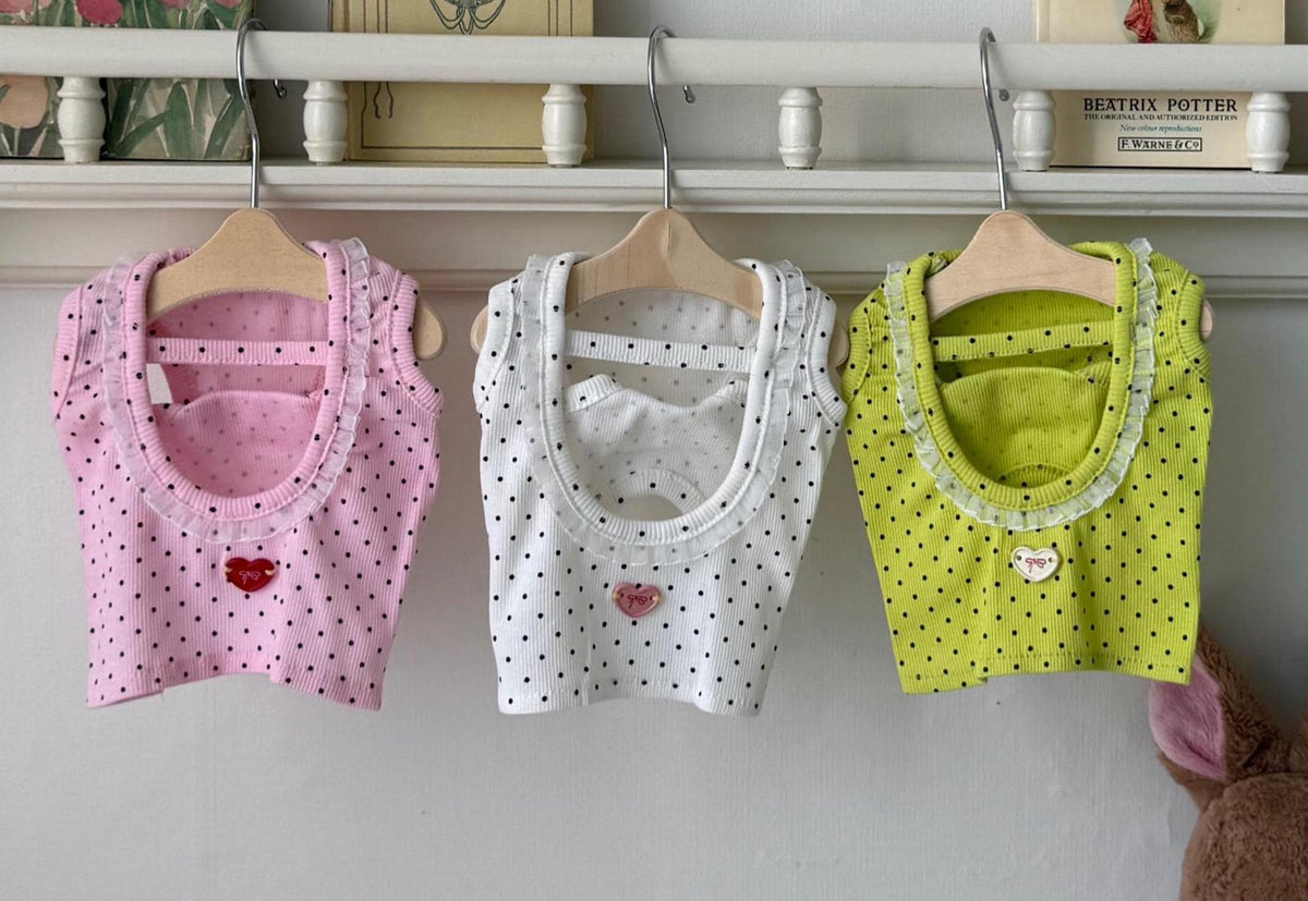 Polka Dot Heart Crop Top, S-2XL, Small Dog Clothes, Dog Essential Tee, Dog T-shirts, Dog Top, NKPUP - NKpup