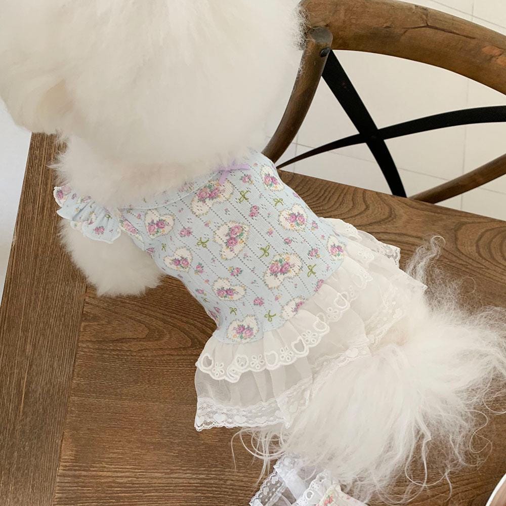 Floral Lace Ruffle Dress, S-XL, Small Dog Clothes, Dog Dress, Dog Cute Dress, Dog Apparel, Pet Clothing, NKPUP - NKpup