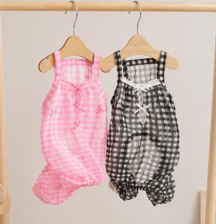 Gingham Lace Overall, S-XL, Dog Romper, Dog Jumpsuit, Dog Pants, Small Dog Clothes, Dog Apparel, NKPUP - NKpup