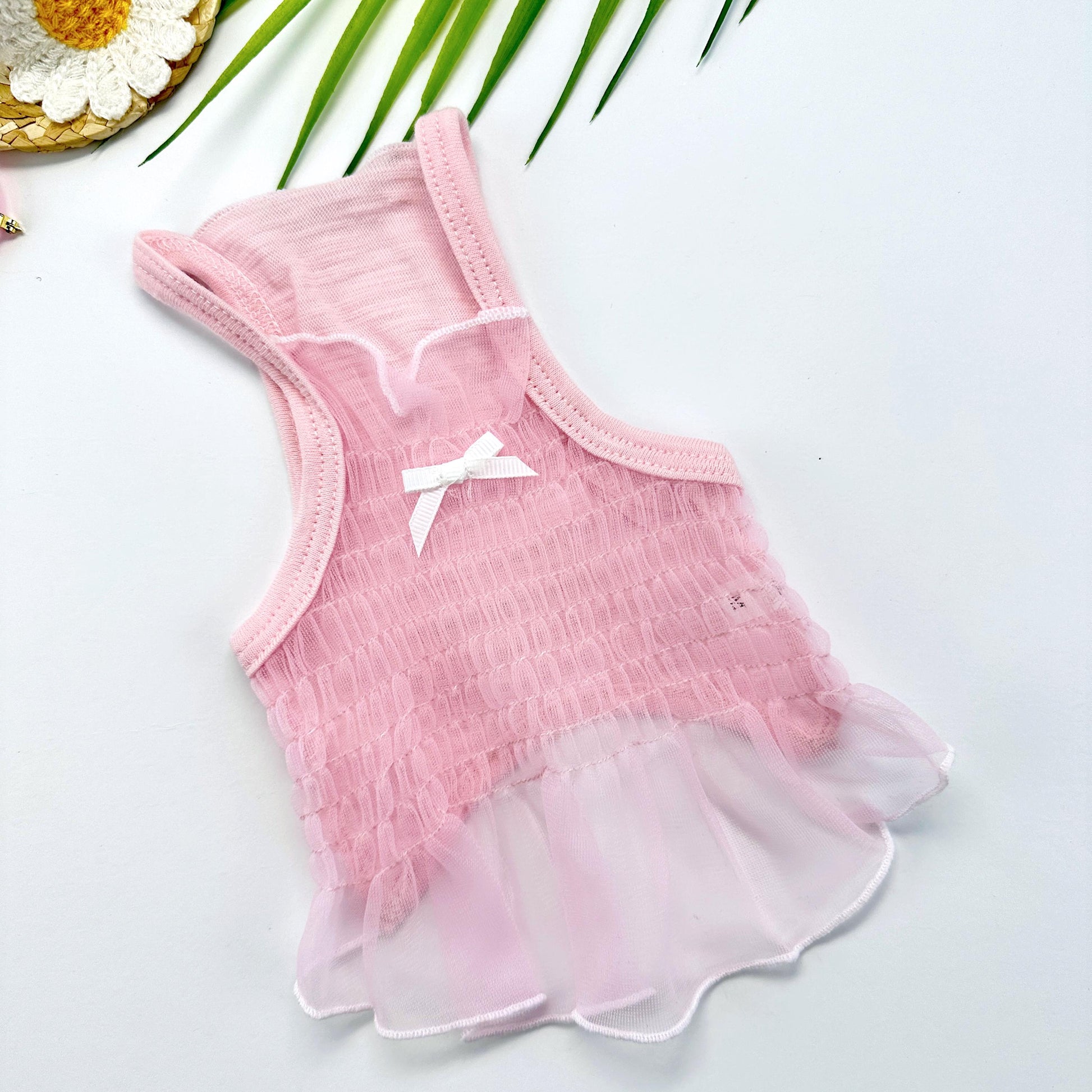 Mesh Ruffle Crop Top, S-XL, Small Dog Clothes, Dog Floral Dress, Dog T-shirt, Dog Top, NKPUP - NKpup