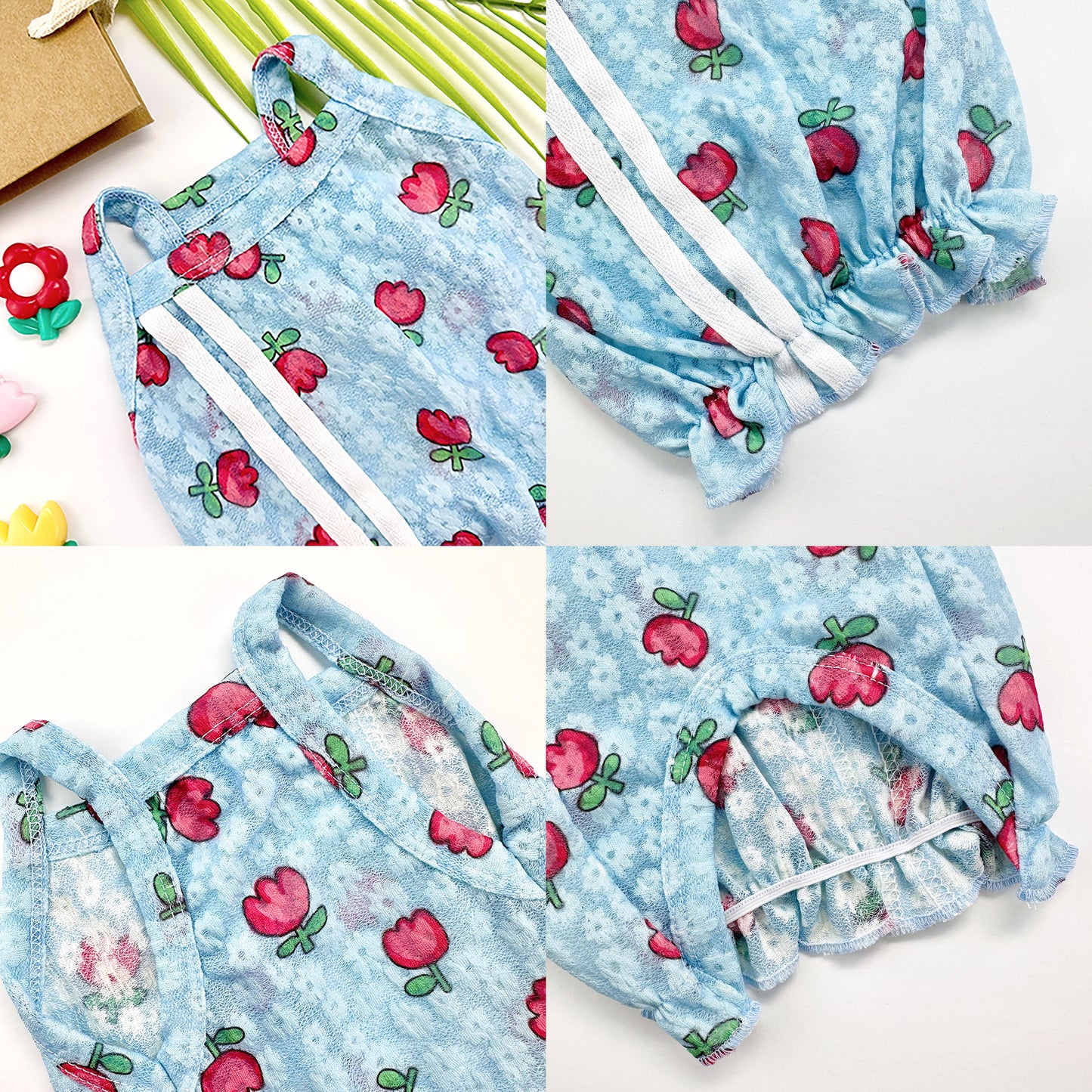 Tulip Floral Top, XS-2XL, Small Dog Clothes, Dog Top, Dog Summer Knit, NKPUP - NKpup