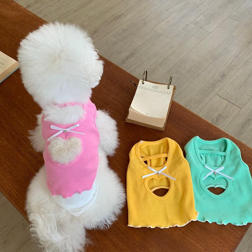 Heart Cutout Ribbed Top, S-XL, Small Dog Clothes, Dog Summer Top, Dog Cute Top, Gift for Furry Friends, NKPUP - NKpup
