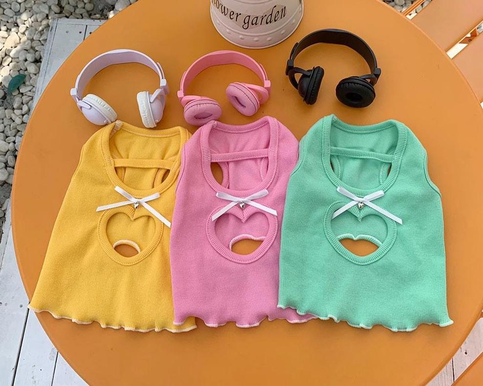 Heart Cutout Ribbed Top, S-XL, Small Dog Clothes, Dog Summer Top, Dog Cute Top, Gift for Furry Friends, NKPUP - NKpup