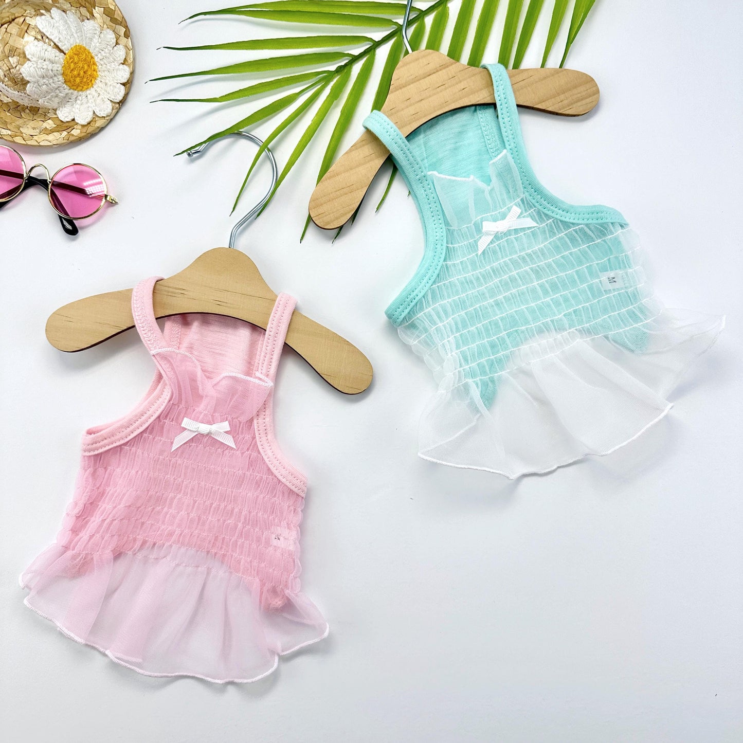 Mesh Ruffle Crop Top, S-XL, Small Dog Clothes, Dog Floral Dress, Dog T-shirt, Dog Top, NKPUP - NKpup