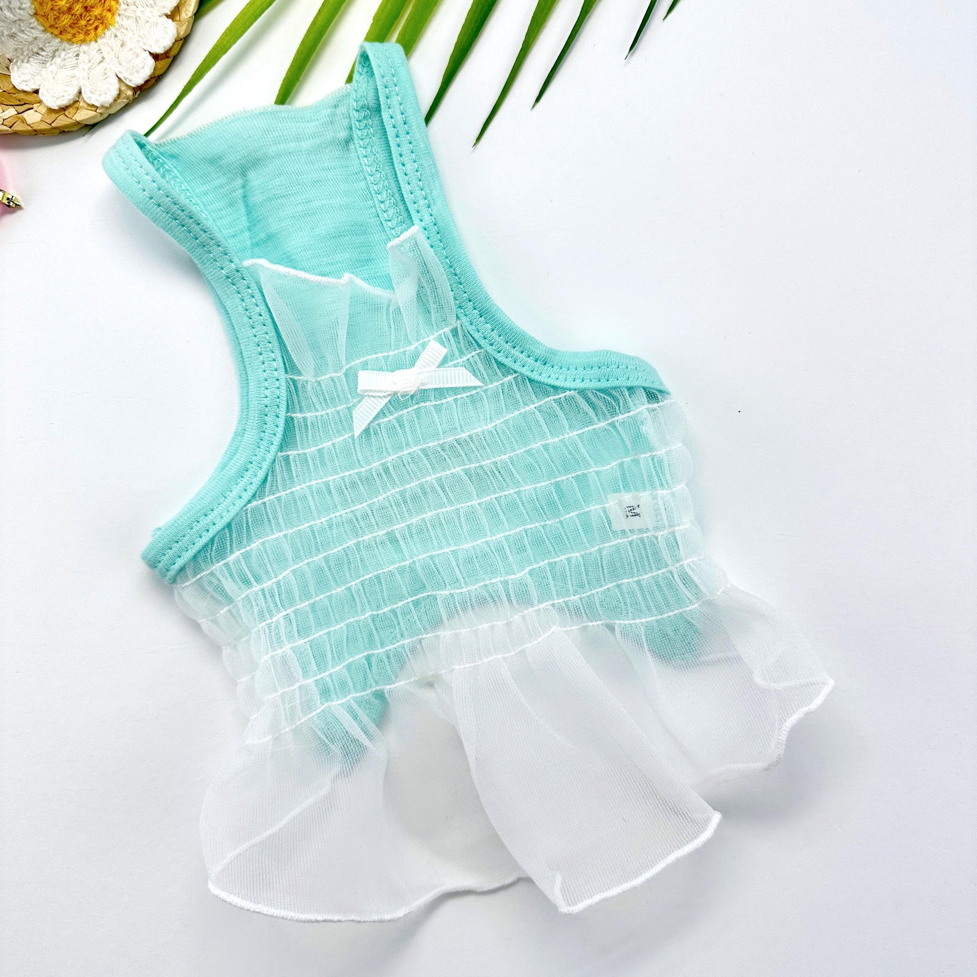 Mesh Ruffle Crop Top, S-XL, Small Dog Clothes, Dog Floral Dress, Dog T-shirt, Dog Top, NKPUP - NKpup