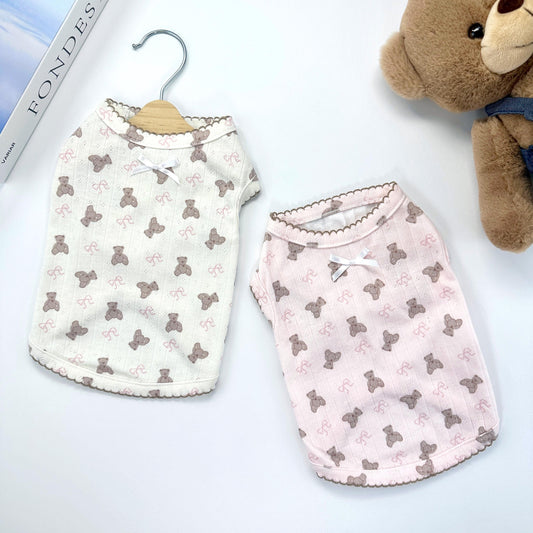 Teddy Bear Shirt, S-XL, Pet Clothing, Dog-Tee, Dog check-shirt, Dog Top, NKpup, Dog Sleeveless - NKpup