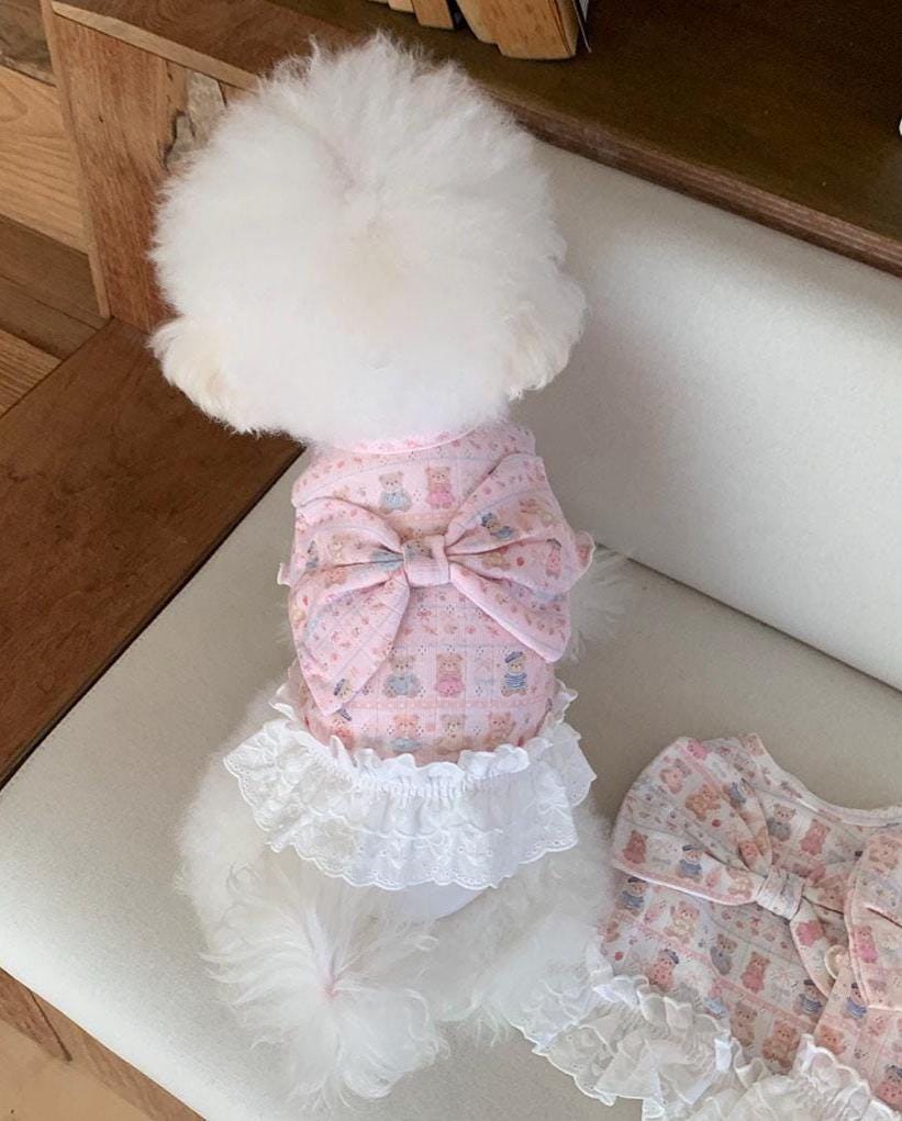 Sweet Bow Lace Dress, S-XL, Small Dog Clothes, Dog Dress, Dog Cute Dress, Pet Clothing, NKPUP - NKpup
