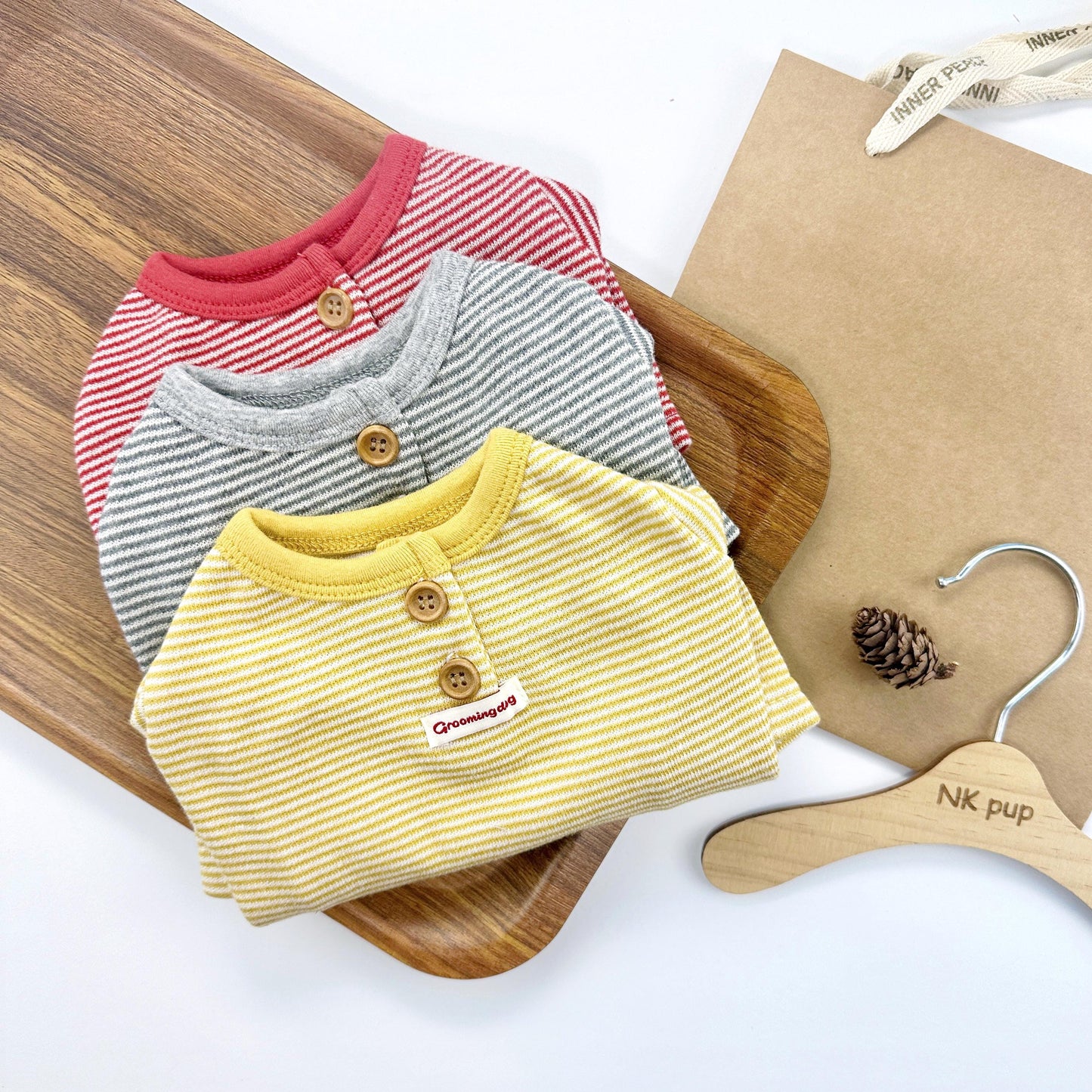 Classic Stripe Button Tee, S-2XL, Pet Clothing, Dog-Tee, Dog check-shirt, Dog Top, NKpup, Dog Sleeveless - NKpup