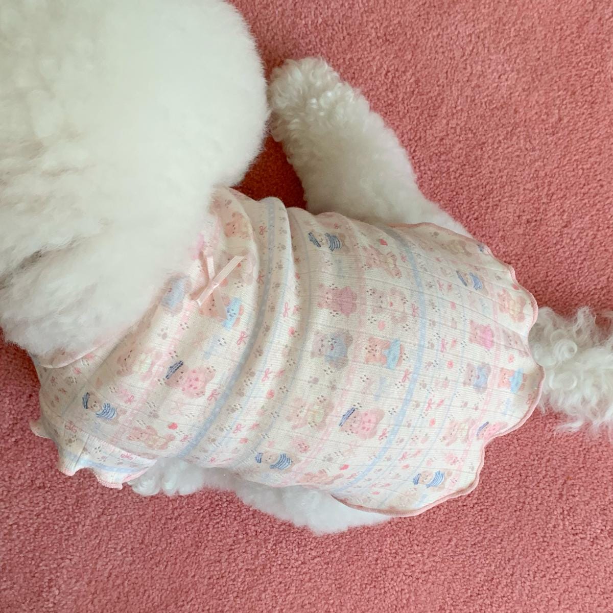 Sweet Doll Ruffle Dog Tee, Pastel Print, Soft Ribbed Fabric (S-2XL) - NKpup