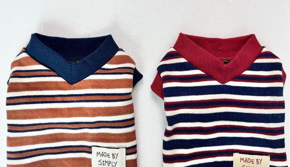 Candy Stripe V Neck Dog Vest, Multicolor Pattern, Sleeveless Pullover - NKpup
