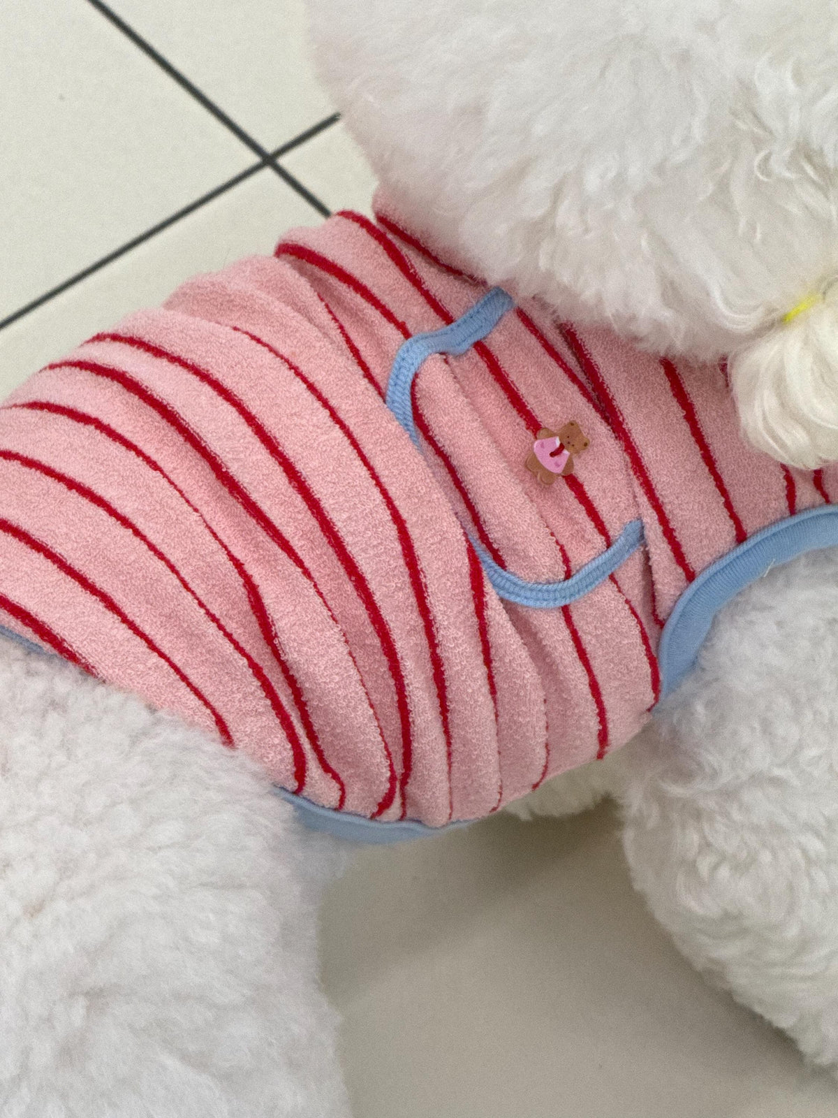 Poki Stripe Dog Shirt, Fuzzy Texture, Mini Pocket - NKpup