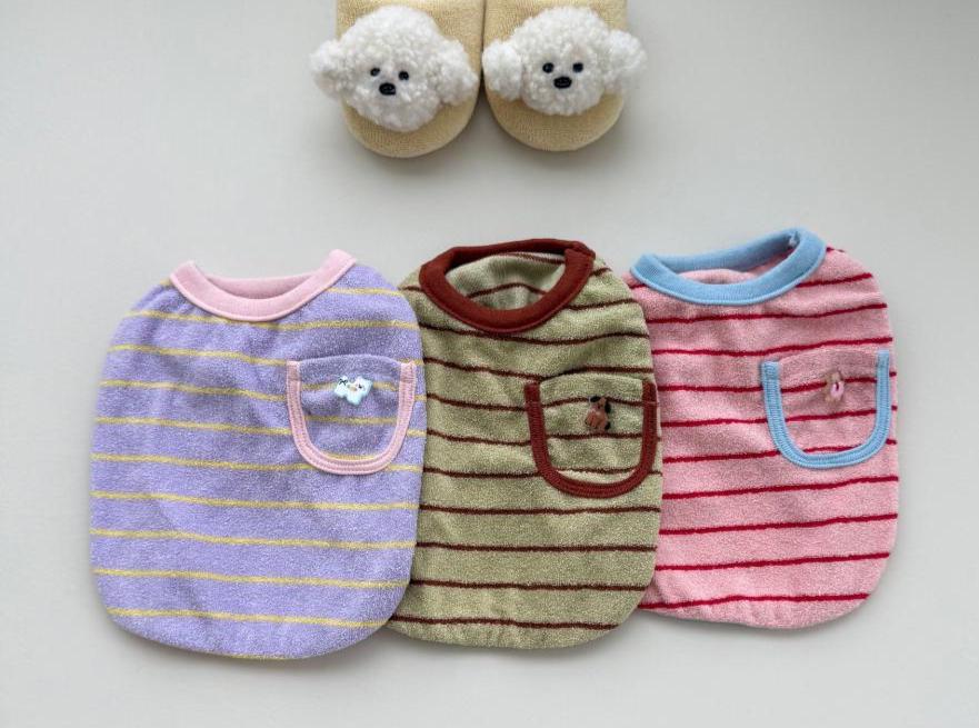 Poki Stripe Dog Shirt, Fuzzy Texture, Mini Pocket - NKpup