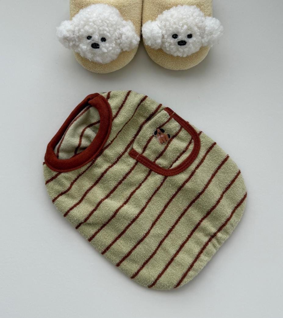 Poki Stripe Dog Shirt, Fuzzy Texture, Mini Pocket - NKpup