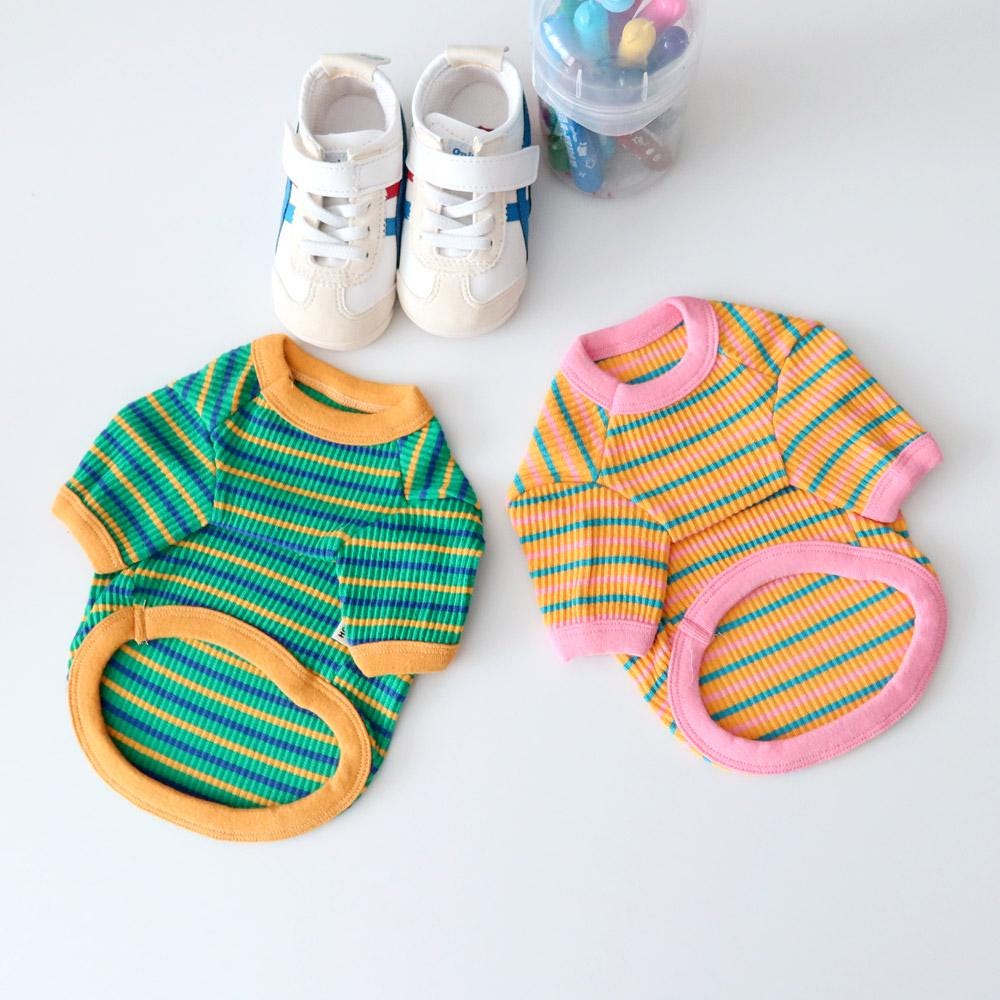 Candy Stripe Dog Tee, Soft Ribbed Fabric, Retro Style (S-XL) - NKpup