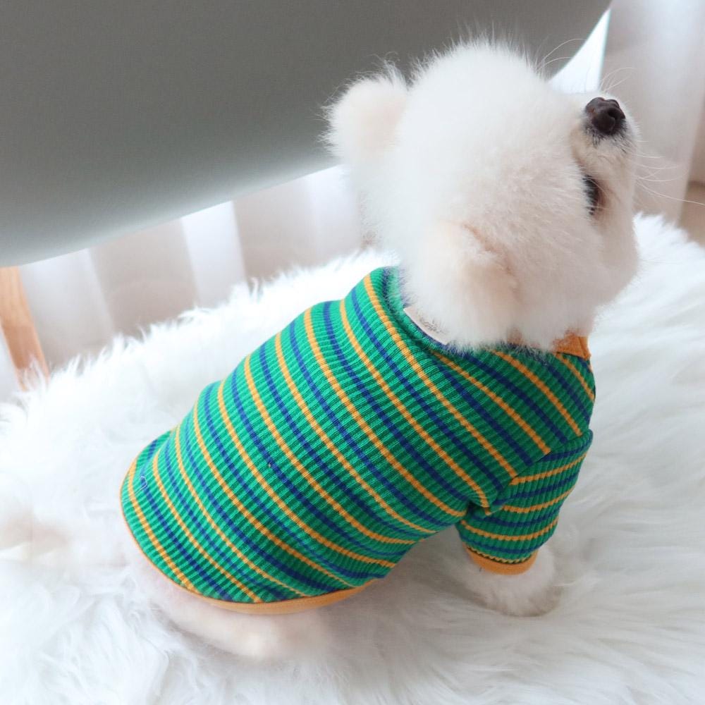 Candy Stripe Dog Tee, Soft Ribbed Fabric, Retro Style (S-XL) - NKpup