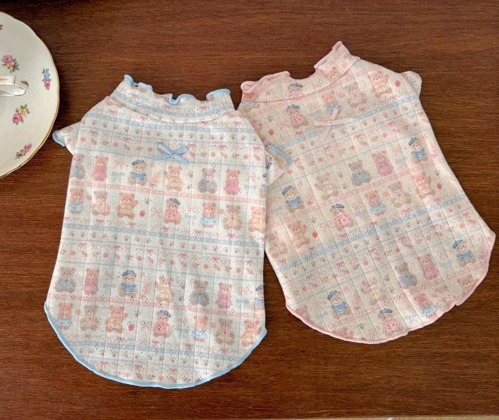 Sweet Doll Ruffle Dog Tee, Pastel Print, Soft Ribbed Fabric (S-2XL) - NKpup
